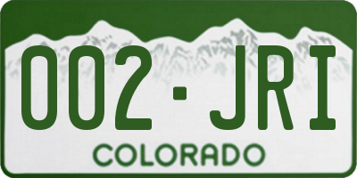 CO license plate 002JRI