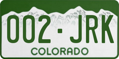 CO license plate 002JRK