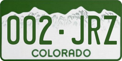 CO license plate 002JRZ