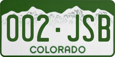 CO license plate 002JSB