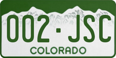 CO license plate 002JSC