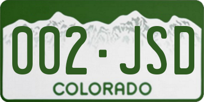 CO license plate 002JSD