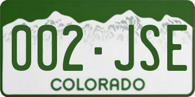 CO license plate 002JSE