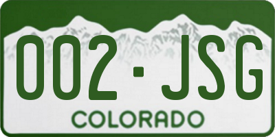 CO license plate 002JSG
