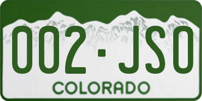 CO license plate 002JSO