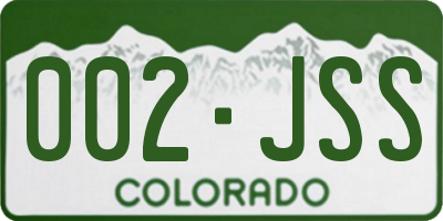 CO license plate 002JSS