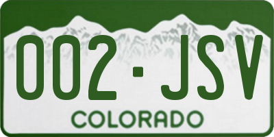 CO license plate 002JSV