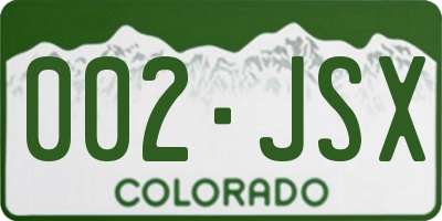 CO license plate 002JSX