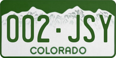 CO license plate 002JSY