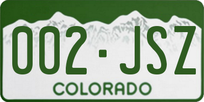 CO license plate 002JSZ