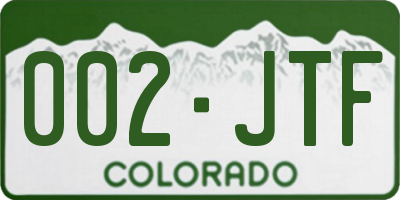CO license plate 002JTF