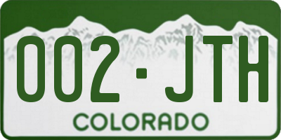 CO license plate 002JTH