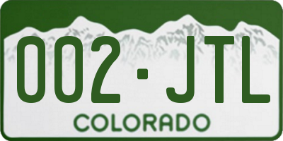 CO license plate 002JTL