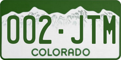 CO license plate 002JTM
