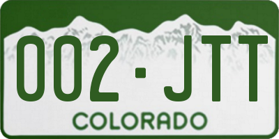 CO license plate 002JTT