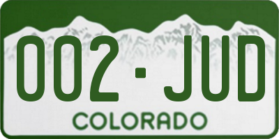 CO license plate 002JUD