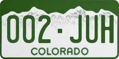 CO license plate 002JUH