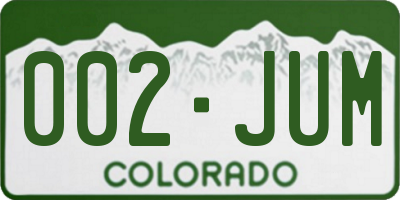 CO license plate 002JUM