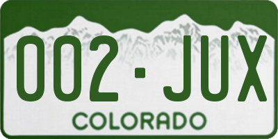 CO license plate 002JUX
