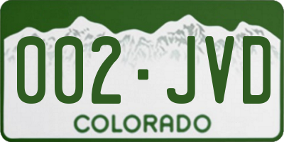 CO license plate 002JVD