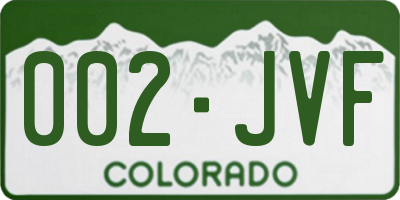 CO license plate 002JVF