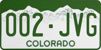 CO license plate 002JVG