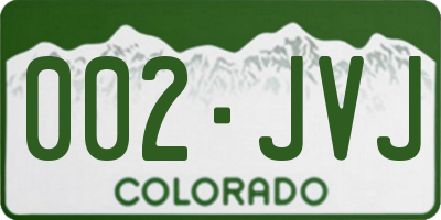 CO license plate 002JVJ