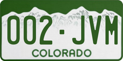 CO license plate 002JVM