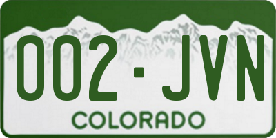 CO license plate 002JVN