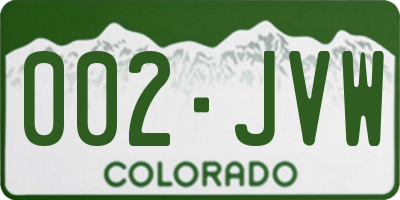 CO license plate 002JVW