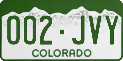 CO license plate 002JVY
