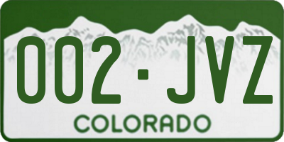 CO license plate 002JVZ