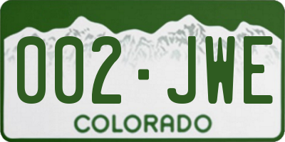 CO license plate 002JWE