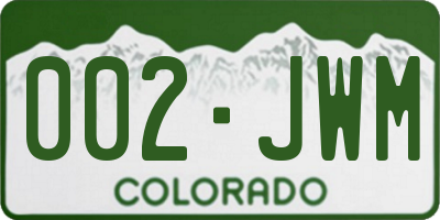 CO license plate 002JWM
