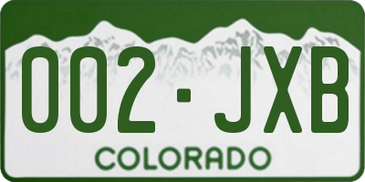 CO license plate 002JXB