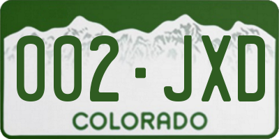 CO license plate 002JXD