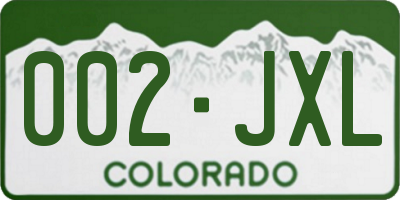 CO license plate 002JXL