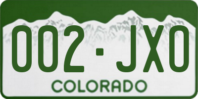 CO license plate 002JXO