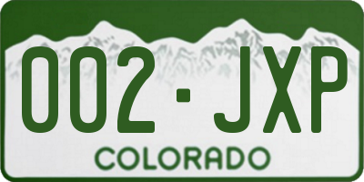 CO license plate 002JXP