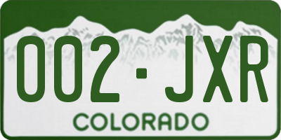 CO license plate 002JXR