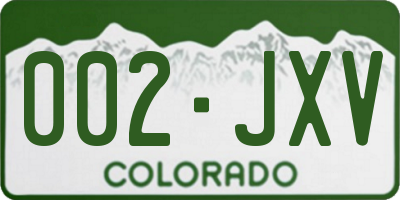 CO license plate 002JXV