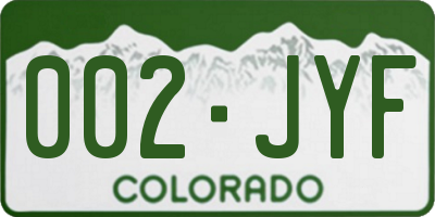 CO license plate 002JYF