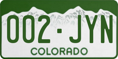 CO license plate 002JYN