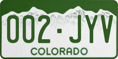 CO license plate 002JYV