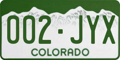 CO license plate 002JYX