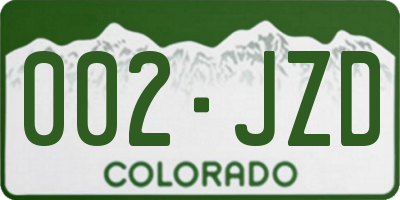 CO license plate 002JZD