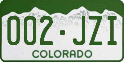 CO license plate 002JZI