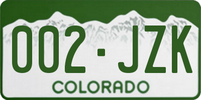 CO license plate 002JZK