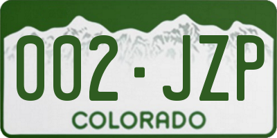 CO license plate 002JZP