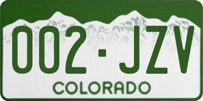 CO license plate 002JZV